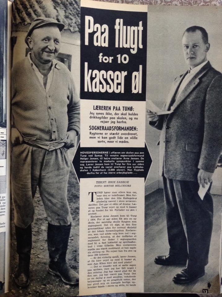 1958 Lærer Arne Jensen versus sognerådsformand Holger Jensen ang. sognegården og alkohol.